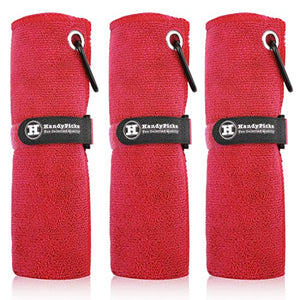 Microfiber Golf Towel (40x40cm) with Carabiner Clip On-Course Accessories supps247 Red
